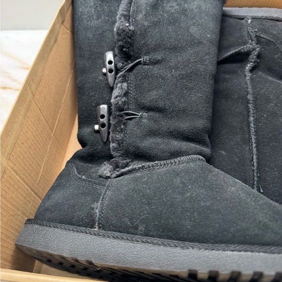 Black suede boots mid height - Picture 2 of 3